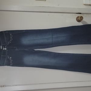 Cache jewel & sequin embellished boot cut jeans